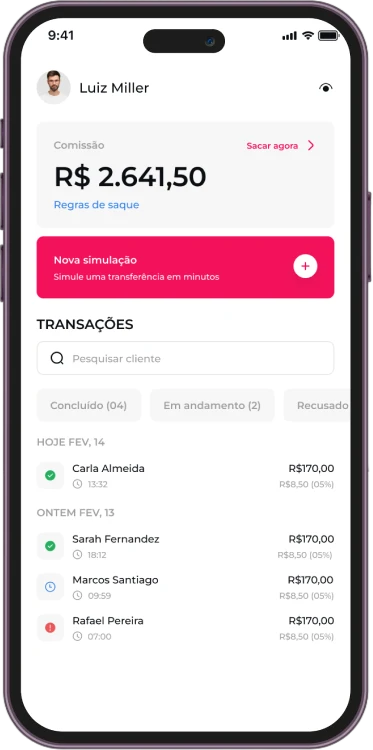 Passo a passo no app